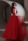 Tulle Long A Line Prom Dress, Off the Shoulder Evening Graduation Dress HZ0509