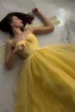 Tulle Long A Line Evening Dress, Cute Spaghetti Strap Prom Dress HZ0509