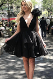 V Neck Short A Line Homecoming Dresses HZ0509