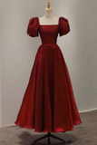 A Line Square Neck Ankle Length Princess Prom Dresses HZ0509