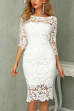 Ivory Long Sleeves Knee Length Lace Homecoming Dresses HZ0509