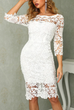 Ivory Long Sleeves Knee Length Lace Homecoming Dresses HZ0509