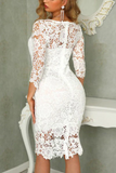 Ivory Long Sleeves Knee Length Lace Homecoming Dresses HZ0509