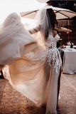 Sweetheart Front Split Tulle Wedding Dresses With Appliques HZ0509