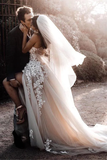Sweetheart Front Split Tulle Wedding Dresses With Appliques HZ0509