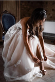 Sweetheart Front Split Tulle Wedding Dresses With Appliques HZ0509