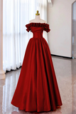 Strapless Satin Long Prom Dress, A Line Evening Party Dress HZ0509