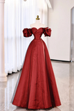 Satin Tulle Long Prom Dress, Off the Shoulder Evening Party Dress HZ0509