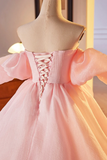 A Line Sweetheart Ball Gown Formal Dress with Flowers, Off the Shoulder Evening Party Dress HZ0509