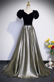 Velvet and Shiny Satin Long Prom Dress, Beautiful A Line Evening Party Dress HZ0509