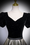 Velvet and Shiny Satin Long Prom Dress, Beautiful A Line Evening Party Dress HZ0509