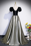 Velvet and Shiny Satin Long Prom Dress, Beautiful A Line Evening Party Dress HZ0509