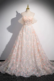 Floor Length Sequins and Flowers Party Dress, Off the Shoulder Tulle Formal Dress HZ0509