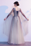 Gradient V Neckline Tulle Party Dress, A Line Gradient Evening Dress Party Dress HZ0509