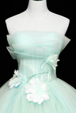 Tulle Lace Applique Long Prom Dresses, Green Sweet 16 Dresses HZ0509