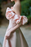 Satin Floor Length Prom Dress, Off the Shoulder Evening Party Dress HZ0509
