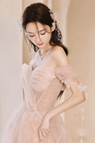the Shoulder Champagne Floral Long Prom Dresses, Off Shoulder Champagne Floral Long Formal Evening Dresses HZ0509