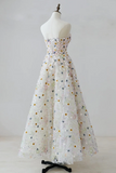 Line Sweetheart Neck Tulle Lace Flower Long Prom Dress, Long Formal Dress HZ0509