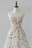 Line Sweetheart Neck Tulle Lace Flower Long Prom Dress, Long Formal Dress HZ0509