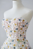 Line Sweetheart Neck Tulle Lace Flower Long Prom Dress, Long Formal Dress HZ0509