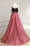 Line Tulle Watermelon Red Long Prom Dress, Watermelon Red Tulle Long Formal Dress HZ0509