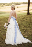 A Line Sweetheart Hi-Low Tiered Chiffon Wedding Dress HZ0509