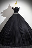 Pleated Long A Line Party Gown with Rhinestone Sash, Off the Shoulder Formal Dress HZ0509