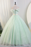 Sage Green Tulle Floor Length Prom Dresses, A Line Off the Shoulder Evening Part Dresses HZ0509