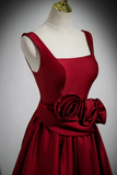 Satin Long Prom Dress with Flowers, Elegant A Line Party Dress HZ0509