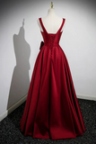 Satin Long Prom Dress with Flowers, Elegant A Line Party Dress HZ0509