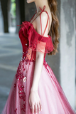 Line Velvet Tulle Long Prom Dress, Lovely Lace Off the Shoulder Evening Dress HZ0509
