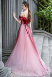 Line Velvet Tulle Long Prom Dress, Lovely Lace Off the Shoulder Evening Dress HZ0509