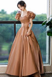Satin Long Prom Dresses, A Line Evening Dresses HZ0509