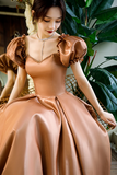 Satin Long Prom Dresses, A Line Evening Dresses HZ0509