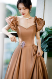 Satin Long Prom Dresses, A Line Evening Dresses HZ0509