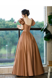 Satin Long Prom Dresses, A Line Evening Dresses HZ0509
