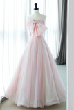 Line Pink Organza Long Prom Dress, Pink Long Formal Dress HZ0509