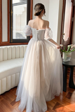 Strapless Tulle Long Prom Dress, Lovely A Line Evening Dress HZ0509