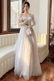 Strapless Tulle Long Prom Dress, Lovely A Line Evening Dress HZ0509