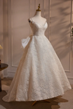 Champagne Lace Long Prom Dress, Champagne Lace Long Weeding Dress HZ0509