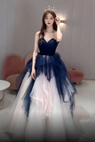 Blue And Ivory Tulle Sweetheart Formal Dress, Layers Tulle Prom Dress HZ0509