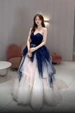 Blue And Ivory Tulle Sweetheart Formal Dress, Layers Tulle Prom Dress HZ0509