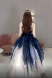 Blue And Ivory Tulle Sweetheart Formal Dress, Layers Tulle Prom Dress HZ0509