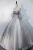 Tulle Floor Length Prom Dress, Off the Shoulder Evening Party Dress HZ0509