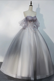 Tulle Floor Length Prom Dress, Off the Shoulder Evening Party Dress HZ0509