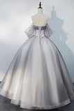 Tulle Floor Length Prom Dress, Off the Shoulder Evening Party Dress HZ0509