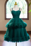 Line Sweetheart Neck Tulle Green Short Prom Dress, Green Homecoming Dress HZ0509