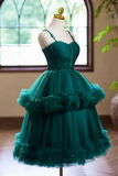 Line Sweetheart Neck Tulle Green Short Prom Dress, Green Homecoming Dress HZ0509