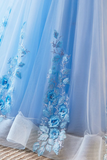Appliques Lace Flower Floor Length Prom Dresses, V Neck Short Sleeve Evening Dress HZ0509