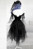 the Shoulder Short Black Lace Prom Dresses, Short Black Lace Formal Homecoming Dresses HZ0509